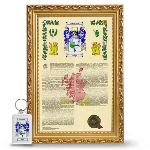 Dalgis Framed Armorial History and Keychain - Gold