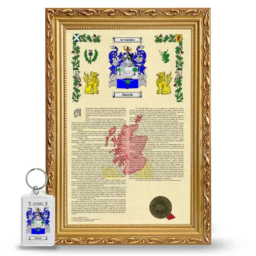 Darach Framed Armorial History and Keychain - Gold