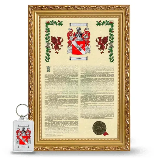 Davies Framed Armorial History and Keychain - Gold