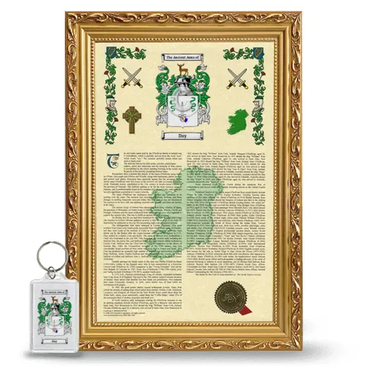 Day Framed Armorial History and Keychain - Gold