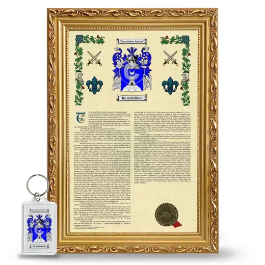 De castellane Framed Armorial History and Keychain - Gold