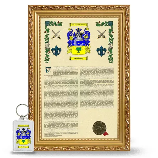 De choisy Framed Armorial History and Keychain - Gold