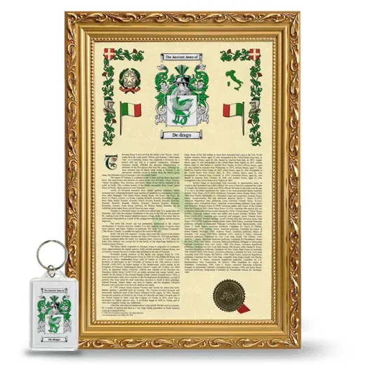 De drago Framed Armorial History and Keychain - Gold