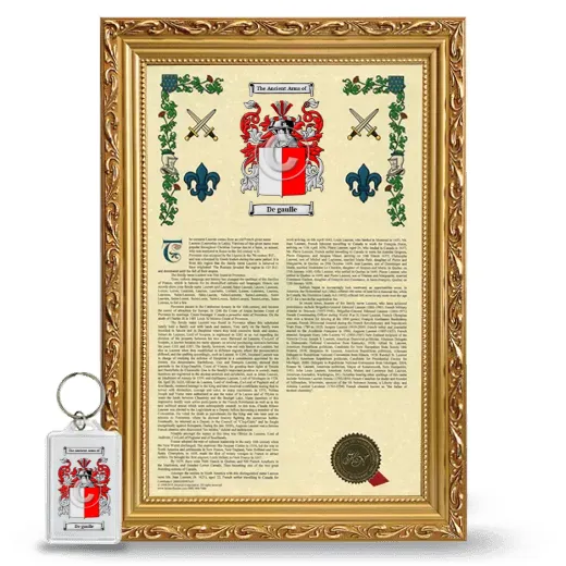 De gaulle Framed Armorial History and Keychain - Gold