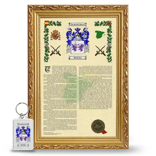 De la luz Framed Armorial History and Keychain - Gold