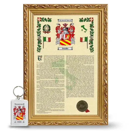 Deandre Framed Armorial History and Keychain - Gold