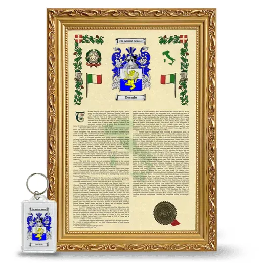 Decarlo Framed Armorial History and Keychain - Gold