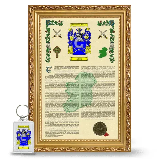 Delea Framed Armorial History and Keychain - Gold