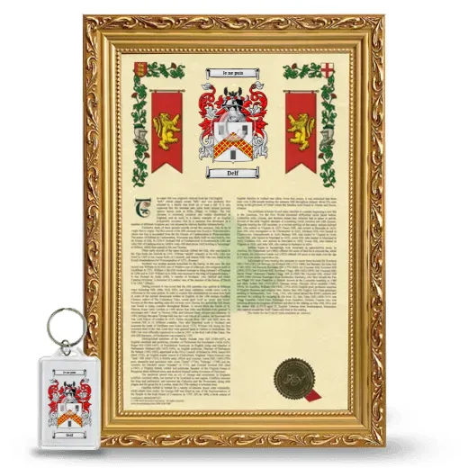 Delf Framed Armorial History and Keychain - Gold