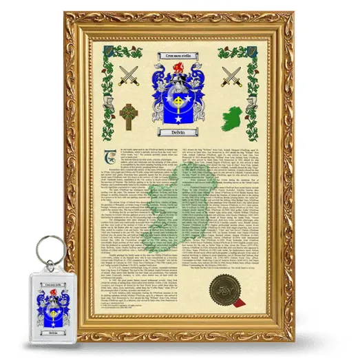 Delvin Framed Armorial History and Keychain - Gold