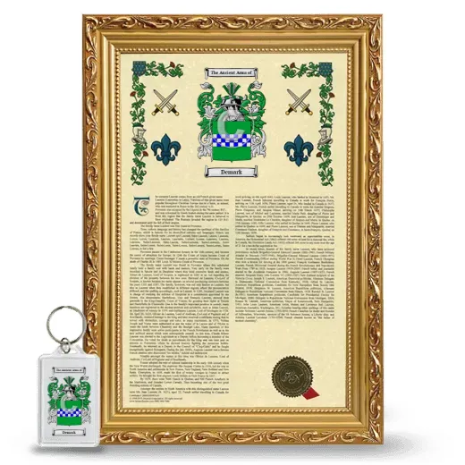 Demark Framed Armorial History and Keychain - Gold