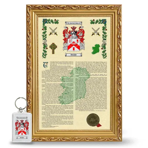 Derake Framed Armorial History and Keychain - Gold