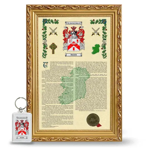 Derrick Framed Armorial History and Keychain - Gold