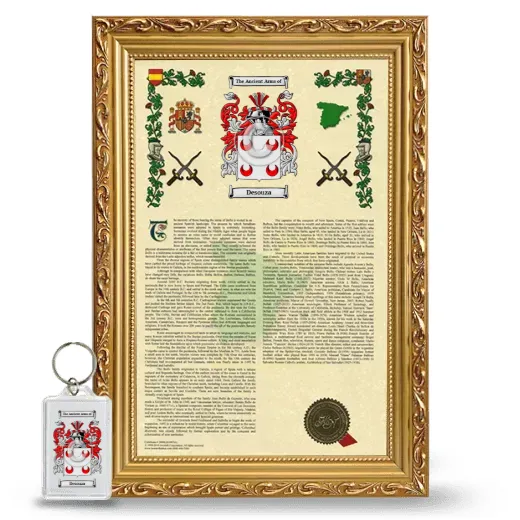 Desouza Framed Armorial History and Keychain - Gold