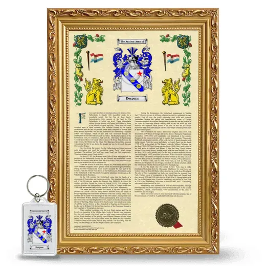 Despens Framed Armorial History and Keychain - Gold