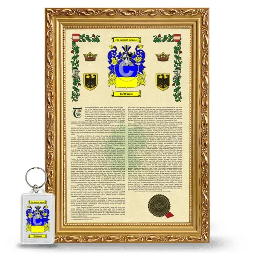 Dettman Framed Armorial History and Keychain - Gold