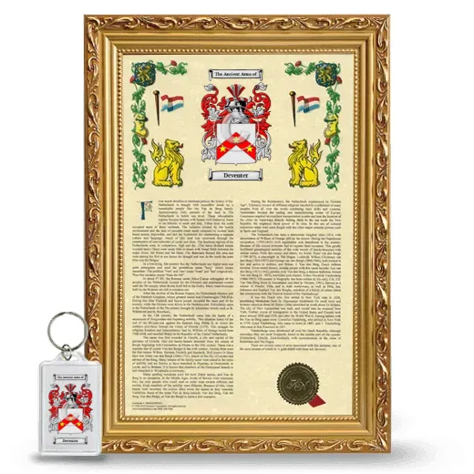 Deventer Framed Armorial History and Keychain - Gold