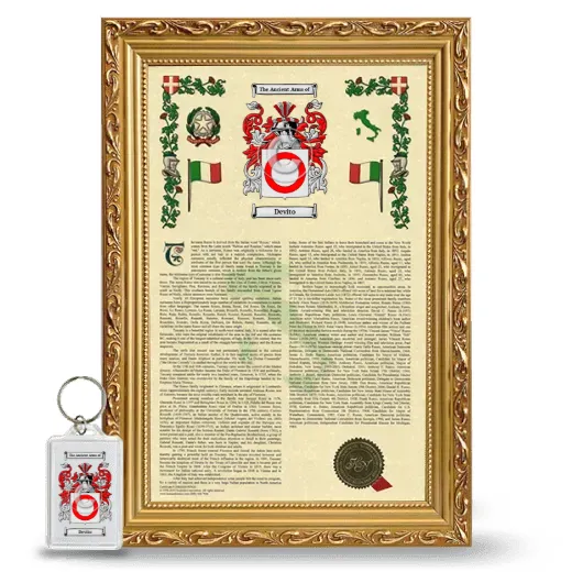 Devito Framed Armorial History and Keychain - Gold