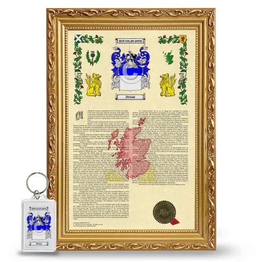 Dewar Framed Armorial History and Keychain - Gold