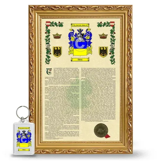 Diem Framed Armorial History and Keychain - Gold