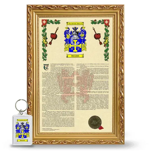 Dieterich Framed Armorial History and Keychain - Gold
