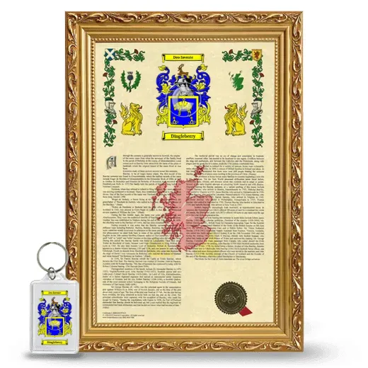 Dingleberry Framed Armorial History and Keychain - Gold