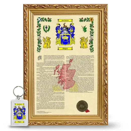 Dingus Framed Armorial History and Keychain - Gold