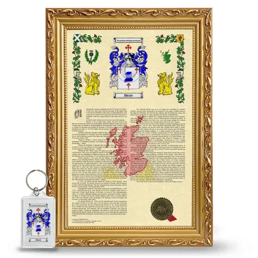 Dissie Framed Armorial History and Keychain - Gold