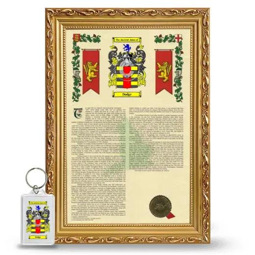 Dodge Framed Armorial History and Keychain - Gold