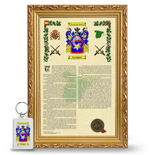 Dominguez Framed Armorial History and Keychain - Gold