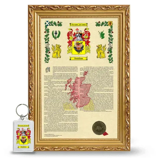 Donalson Framed Armorial History and Keychain - Gold