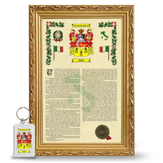 Donio Framed Armorial History and Keychain - Gold