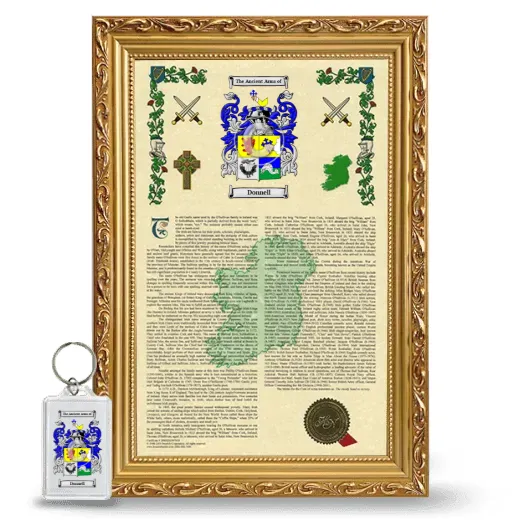 Donnell Framed Armorial History and Keychain - Gold