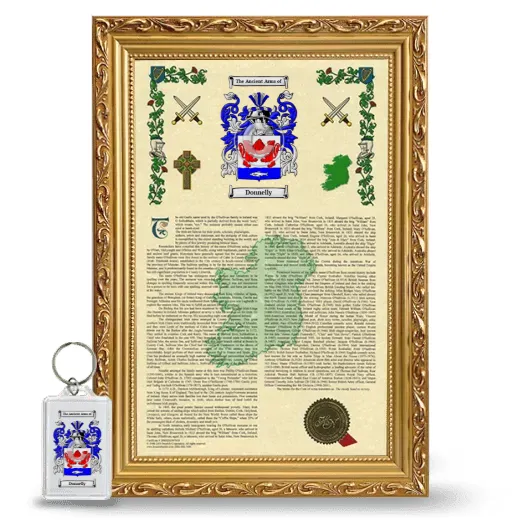 Donnelly Framed Armorial History and Keychain - Gold
