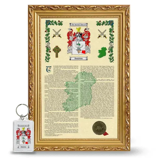 Donovan Framed Armorial History and Keychain - Gold