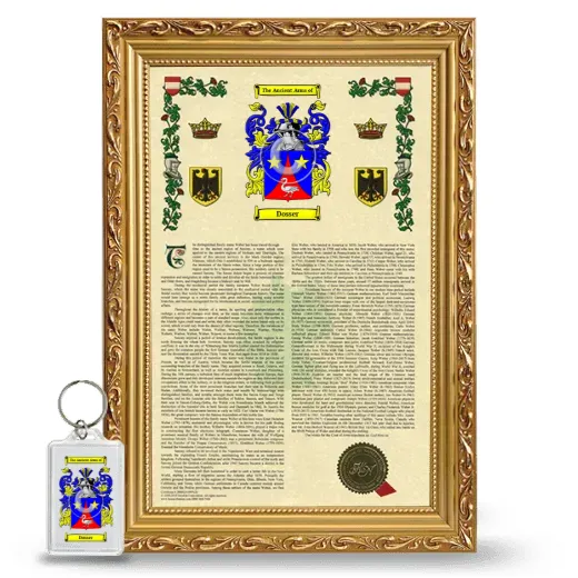 Dosser Framed Armorial History and Keychain - Gold