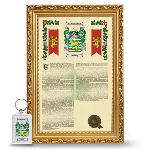 Dowing Framed Armorial History and Keychain - Gold