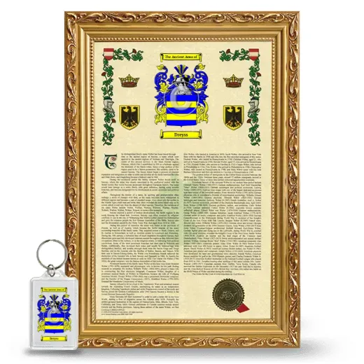 Dreyss Framed Armorial History and Keychain - Gold