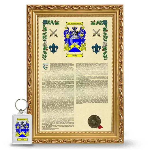 Drolly Framed Armorial History and Keychain - Gold