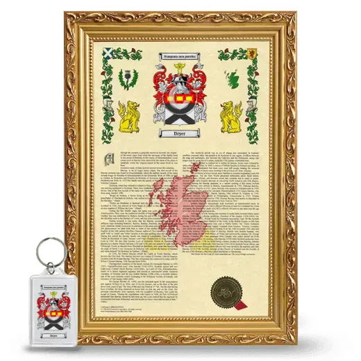 Dryer Framed Armorial History and Keychain - Gold