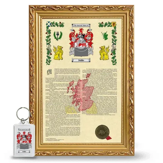Dubbs Framed Armorial History and Keychain - Gold
