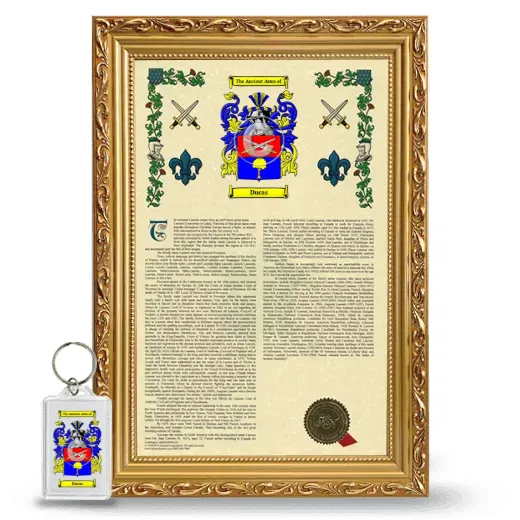 Ducas Framed Armorial History and Keychain - Gold