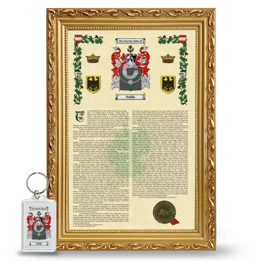 Dudda Framed Armorial History and Keychain - Gold