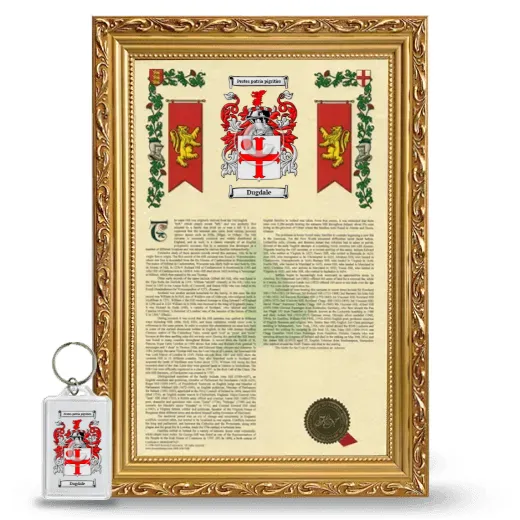 Dugdale Framed Armorial History and Keychain - Gold