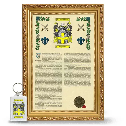 Duplessis Framed Armorial History and Keychain - Gold