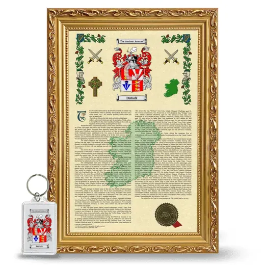 Durack Framed Armorial History and Keychain - Gold