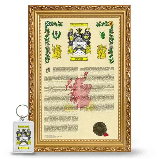 Durward Framed Armorial History and Keychain - Gold