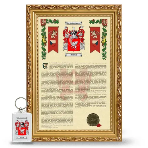 Dvorak Framed Armorial History and Keychain - Gold