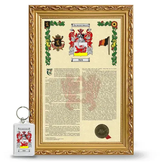 Dyck Framed Armorial History and Keychain - Gold