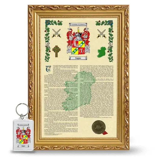 Eagan Framed Armorial History and Keychain - Gold